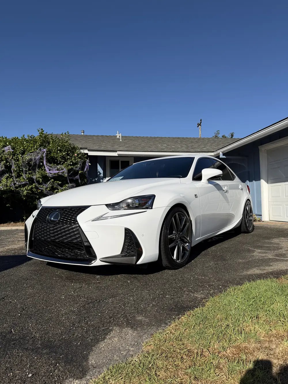 White Lexus IS sedan, washed and dried