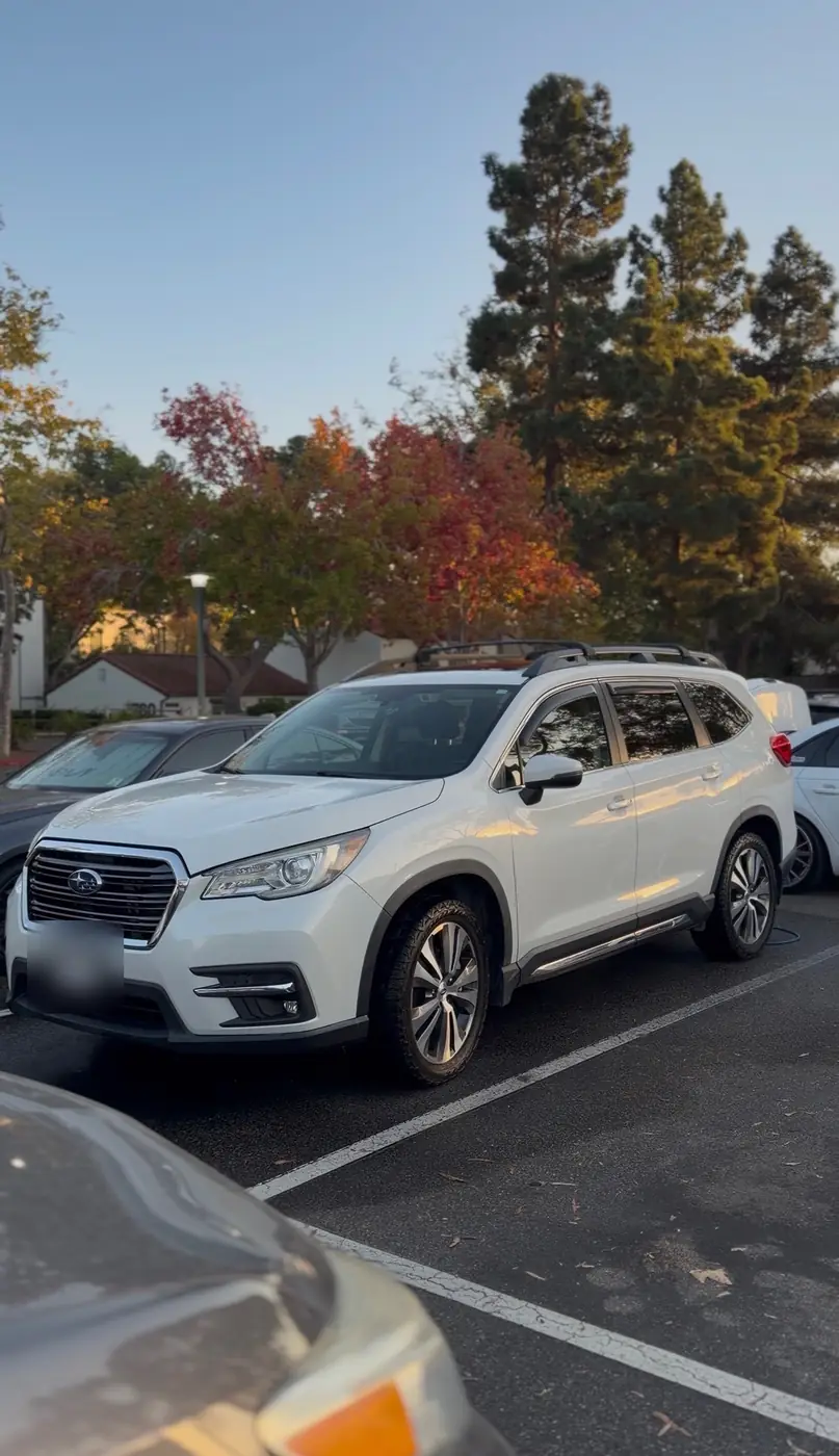 White Subaru Ascent detailed in a parking lot